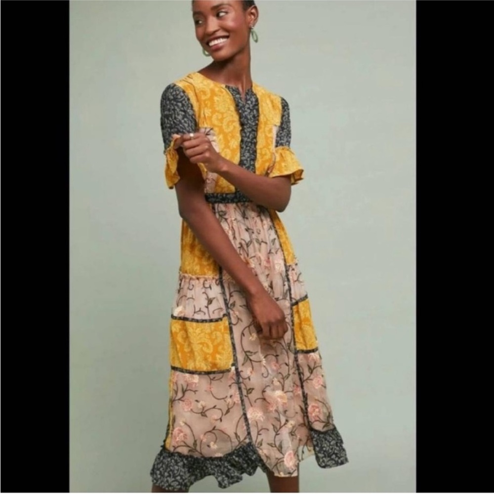 Anthropologie Let Me Be Autumn Patchwork Dress - Picture 5 of 13